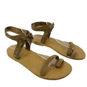 Anthro VALIA GABRIEL Sandals 8/38 Tan Nubuck Leath